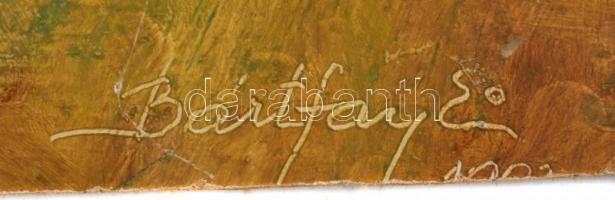 Bártfay Elly (1917-1995): Hegyvidékii táj, olaj, farost, jelzett, hátoldalán a művész címkéjével. 50...