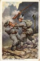 1916 Hände weg, Treuloser, dies ist heiliger Boden! / WWI Austro-Hungarian K.u.K. military, mountain troops. G.G.W. II. Nr. 125. (EK)