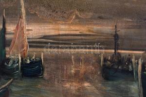 Olvashatatlan jelzéssel: Vitorlások, olaj, farost. 34,5x49 cm