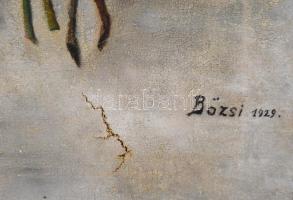 Bözsi 1929 jelzéssel: Rózsák, olaj, vászon, sérült. 71,5x31,5 cm
