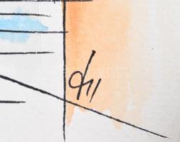 Kun Sarolta (1990- ): Kilátás. Akvarell-tus, papír, jelzett, felcsavarva, 30×50 cm