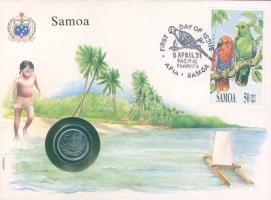 Szamoa 1987. 5S érmés, bélyeges borítékon T:2