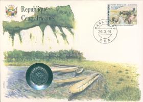 Közép-Afrikai Államok 1986. 50Fr érmés, bélyeges borítékon "Közép-Afrikai Köztársaság" T:1