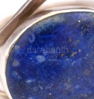 Ezüst(Ag) gyűrű, lápisz lazulival, jelzés nélkül, méret: 55, bruttó: 4,2 g