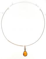 Ezüst (Ag) nyakőv borostyánnal. Jelzett 2,74 g