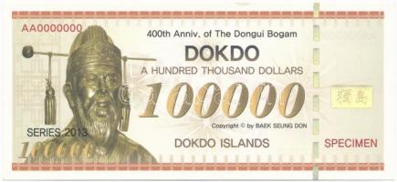 Dél-Korea 2013. 100.000 D$ &quot;400 éves a Dongui Bogam&quot; minta T:I South-Korea 2013. 100.000 Dokdo Dollars &quot;400th Anniv. of the Dongui Bogam&quot; specimen C:Unc