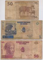 Kongó 1997. 50c + 1F + 2000. 50F T:III Congo 1997. 50 Centimes + 1 Franc + 2000. 50 Francs C:F Krause#84a,85,91