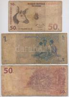 Kongó 1997. 50c + 1F + 2000. 50F T:III
Congo 1997. 50 Centimes + 1 Franc + 2000. 50 Francs C:F Krau...