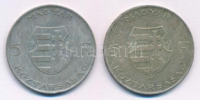1947. 5Ft Ag "Kossuth" (2x) T:3,3- patina, kis ph. Adamo F8.1