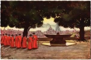 Roma, Rome; Veduta dallAccademia di Francia / view from the French Academy. artist signed