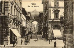 Firenze, La Via Strozzi, Helvetia Hotel Suisse, Confettureria / street view, hotel, confectionery, pastry shop, ladder. E.P.F. 121-73. (EK)