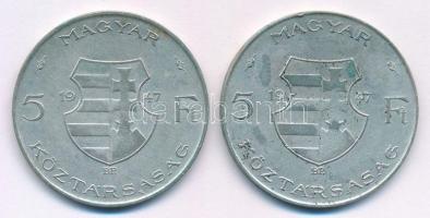 1947. 5Ft Ag "Kossuth" (2x) T:2-,3 kis patina, kis ph. Adamo F8.1