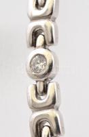 Ezüst (Ag) masszív nyaklánc, cirkón díszítéssel. Jelzett.  20 cm, 52,6 g