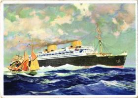 1933 Bremen-Amerika. Norddeutscher Lloyd. Wien I. Kärntnerring 13. / SS Bremen, German ocean liner, advertising card (EK)