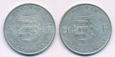 1947. 5Ft Ag "Kossuth" (2x) T:2-,3 patina, kis ph. Adamo F8.1