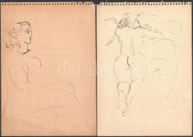 Jelzés nélkül: Aktok, 5 db. Toll, papír, 21×29 cm