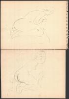 Jelzés nélkül: Aktok, 5 db. Toll, papír, 21×29 cm