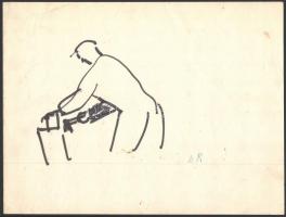 Molnár Róza (1900-1977): Munkás. Filctoll, papír, enyhén foltos, jelzett, 24×31,5 cm