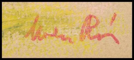 Molnár Róza (1900-1977): Dunakanyar. Pasztell, papír, jelzett. Kétoldalas mű, hátoldalán: Kert, filc...