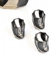 Design pálinkás készlet. Üveg és 6 pohár. Apró lepattanással az üvegen