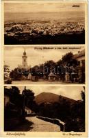 1936 Sátoraljaújhely, látkép, Horthy Miklós tér, római katolikus templom, üzlet, út a Magas-hegyre (EK)