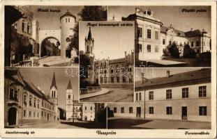 1937 Veszprém, Hősök kapuja, Angol kisasszonyok zárdája, Püspöki palota, Szentháromság tér, Turista szálloda (EK)