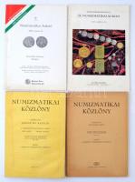 Numizmatikai Közlöny LXVIII-LXIX. évfolyam, 1969-1970 és LXXXVI-LXXXVII. évfolyam, 1987-1988. Budapest, Magyar Numizmatikai Társulat, 1970, 1988. Használt, jó állapotban +   Aukciósház Kővágó L. 19. Numizmatikai Aukció, 1999. és Pannonia  Terra 7. Numizmatikai Aukció, 2000. árverési katalógusok