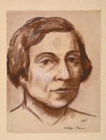 Szilágyi Ilona (1904-1985): Joli. Vegyes technika, papír, vékony kartonra kasírozva, szakadással, jelzett, 27×21 cm