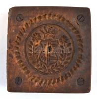 XIX. sz. 3 db címeres (sérült) és házas fa nyomóforma 13x14 cm 7x8 m