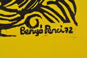 Benyó Ildikó - Penci (1946-2011): Furulyázó. Fametszet, papír, kis szakadással, fametszet ép, jelzet...