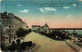 1914 Pozsony, Pressburg, Bratislava; Fadrusz rakpart, híd, kikötő / quay, bridge, port (EK)