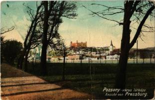 Pozsony, Pressburg, Bratislava; látkép, vár / general view, castle, park (fa)