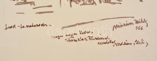 Mészáros Mihály (1930-2008), 2 db mű: Jericho - ősi vár, ofszet nyomat, jelzett a nyomaton, enyhén s...