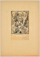 Szigethy István (1891-1966): Önarckép 963. Linómetszet, papír, foltos, bal alsó sarka szakadással (m...