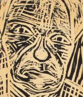 Szigethy István (1891-1966): Önarckép 963. Linómetszet, papír, foltos, bal alsó sarka szakadással (m...