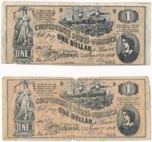 Amerikai Konföderációs Államok / Virginia / Richmond 1862. 1$ replika (2x) T:IV  The Confederate States of America / Virginia / Richmond 1862. 1 Dollar replica (2x) C:G