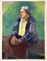 Szilágyi Ilona (1904-1985): Ülő hölgy. Akvarell, papír, vékony kartonra kasírozva, jelzett, 35,5×25,5 cm