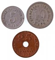 Szerbia 1917. 5p Cu-Ni + 1884. 10p Cu-Ni + Jugoszlávia 1938. 25p Br T:2,2-
Serbia 1917. 5 Para Cu-N...