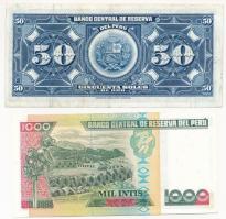 Peru 1965. 50S + 1988. 1000I T:I,III 
Peru 1965. 50 Soles de Oro + 1988. 1000 Intis C:Unc, F Krause...