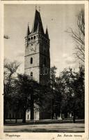 Nagybánya, Baia Mare; Szent István torony. Braun Miklós kiadása / tower + 1942 Aranyat termelő Nagybánya So. Stpl. (EK)