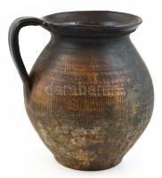 XIX. sz. vége: Fazék. Mázas cserép, sérült m: 21 cm