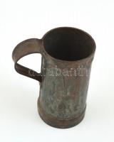 Kocsmai vörösréz borkimérő, hitelesítő jelekkel, 1 dl