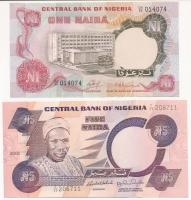 Nigéria 1973-1978. 1N + 2005. 5N T:I Nigeria 1979-1984. 1 Naira + 2005. 5 Naira C:Unc Krause#15,24