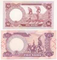 Nigéria 1973-1978. 1N + 2005. 5N T:I
Nigeria 1979-1984. 1 Naira + 2005. 5 Naira C:Unc Krause#15,24