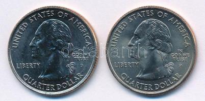 Amerikai Egyesült Államok 2004D 1/4$ "50 állam - Wisconsin" Cu-Ni + 2005P 1/4$ "50 ál...