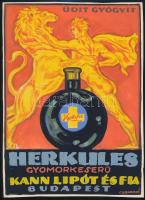 cca 1930 Gönczi-Gebhardt Tibor (1902-1994): Herkules gyomorkeserű, plakátterv, vegyes technika, papír, jelzett, 23×17 cm