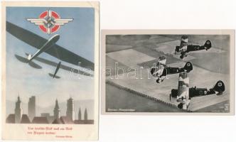 7 db második világháborús német katonai motívum képeslap: katonai repülők, NS (náci) propaganda / 7 WWII German military motive postcards: military aircrafts, NS (Nazi) propaganda