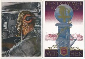 7 db második világháborús német katonai motívum képeslap: katonai repülők, NS (náci) propaganda / 7 ...