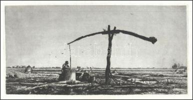 Boldizsár István (1897-1984): Gémeskút. Rézkarc, papír, lap széle enyhén gyűrött, hátoldalán hagyaté...