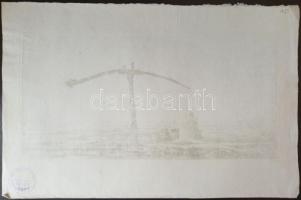 Boldizsár István (1897-1984): Gémeskút. Rézkarc, papír, lap széle enyhén gyűrött, hátoldalán hagyaté...